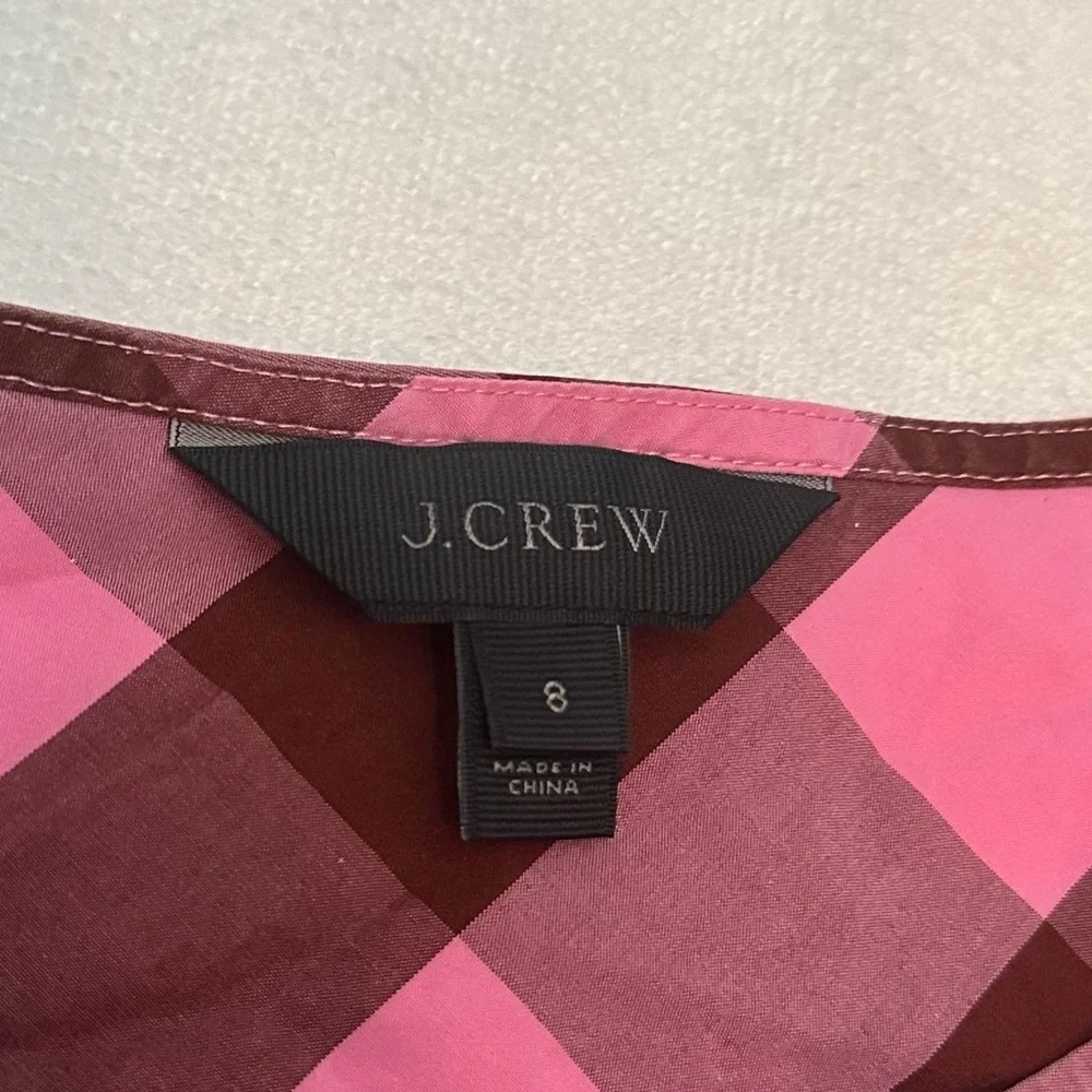 J. Crew bow shoulder top oversized gingham Pink 51300 - Picture 5 of 9
